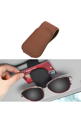Microcase Universal Suni Deri Oto Güneş Gözlük Tutucu Askılık Mıknatıslı - Al5240
