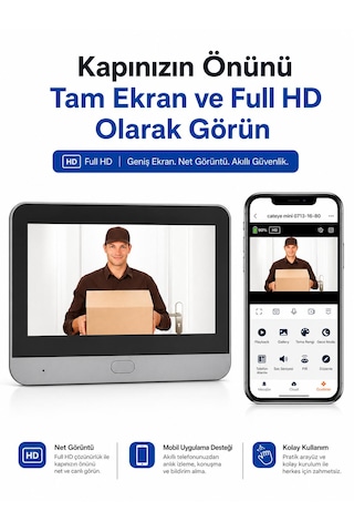 3mp Net Görüntü Wıfı Kapı Gözetleme Ekranlı Kapı Zili Kızıl Ötesi Gece Görüşü Hareket Algılama 4 Kullanıcıya Kadar Paylaşım Full Hd Çift Yönlü Ses Kapı Kamerası Akıllı Kapı Görüntüleyici