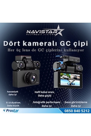 4 Kameralı 3k Ultra Hd Wıfı Gps Park Modu Özellikli 360 Kamera Seti