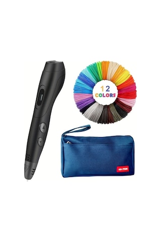 Xuweiwei 06a Plus 3d Yazıcı Kalemi Siyah 12 Renk Pla Filament 2377 Metre Tasinabilir Canta Yanmaz Kapak Defter