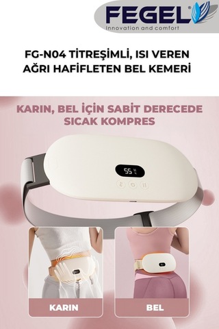 Fegel FG-N04 5 Kademe Isıtmalı Titreşimli 4000 mAh Şarjlı Bel-Karın Masaj Kemeri Pembe