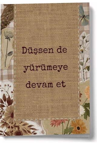 Vintage Serisi 7 Düşsen De Yürümeye Devam Et A6 Çizgili Mini Defter Not Defteri Çok Renkli