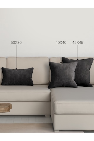 Br Perle Home Daily Series Siyah Renk Kırlent Yastık Kılıfı Siyah