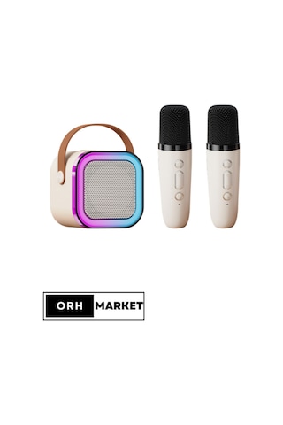 Çift Mikrofonlu Kablosuz Karaoke Bluetooth Rgb Işıklı, Taşınabilir, Usb/sd Destekli Parti Hoparlörü