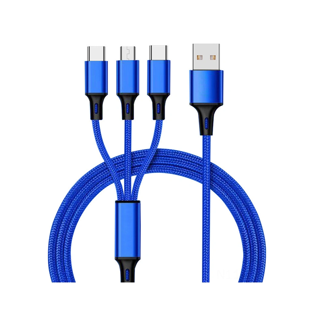 Geeroyoo 3'lü Usb Kablo: Type-c, Micro Usb Ve İphone Uyumlu, Nilon Örgü, 2.4a Hızlı Şarj, 1.2m, Siyah, Dayanıklı, Otomatik Kesme Fonksiyonu