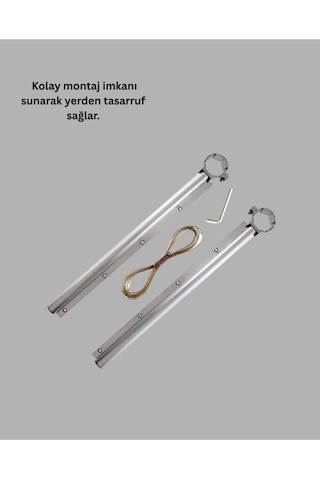 Kare Küpeşte Uyumlu Balkon Çamaşır Askısı 25x60 Cm Beyaz Pratik Çok Renkli