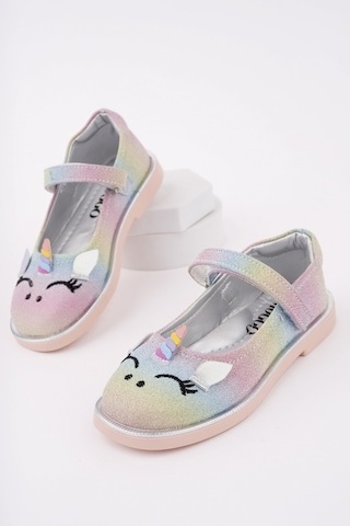 Muggo Paty Cırtlı Ve Simli Günlük Kız Çocuk Babet Lila