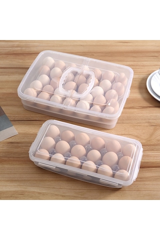 Wezone Mutfakta Kullanıma Uygun 10 Bölmeli Plastik Yumurta Saklama Kutusu - Kapaklı Buzdolabı Muhafaza Kutu, Çekmeceli Olmayan, Dayanıklı Malzeme Diğer