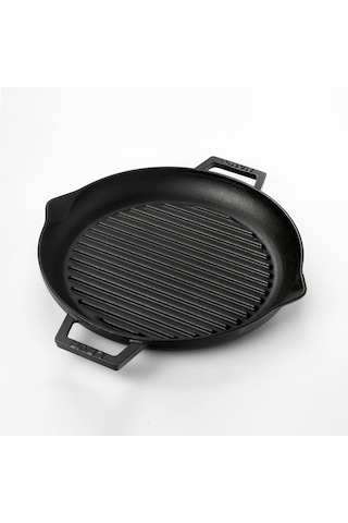 Lava Döküm Yuvarlak Izgara Tava Metal Kulplu Çap 26 CM