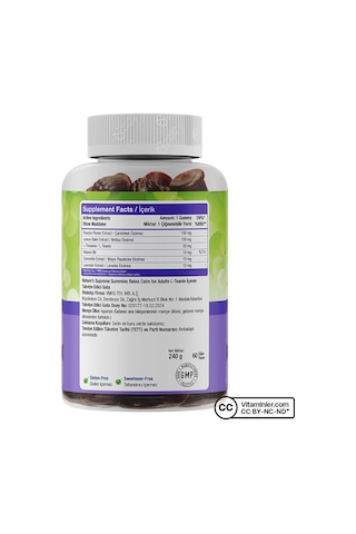 Natures Supreme Relax Gummies 60 Çiğnenebilir Form Böğürtlen