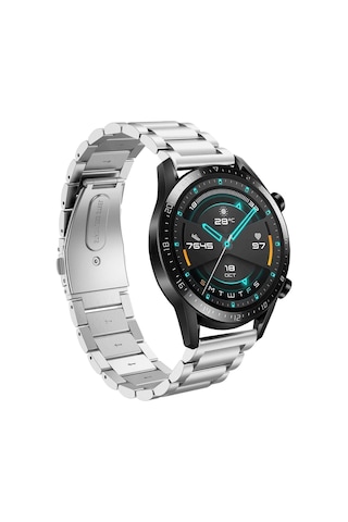Huawei Watch Gt5 Gt4 Gt2e Gt2 Gt3 Gt3 Pro 46mm Paslanmaz Çelik Metal Kordon 22mm Gümüş