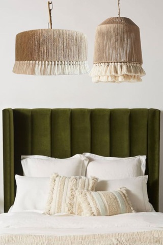 Aydınlatma Bohem Jüt Dolama Makrome Püsküllü Davul Avize Çok Renkli