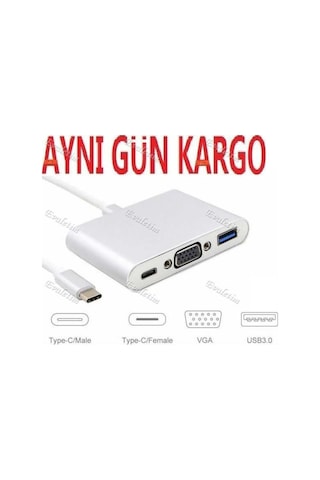 Usb 3.1 Type C To Vga Usb 3.0 4961A Çevirici Dönüştürücü Adaptor