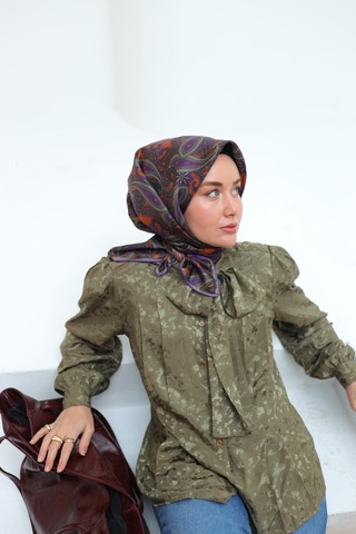 Silk Home Sura İpek Eşarp 11455-s21 Tarçın, Yeşil, Gül Kurusu, Mor, Kahverengi
