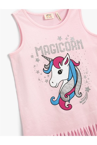 Koton Unicorn Baskılı Püsküllü Atlet Pamuklu Pembe 2skg30012ak