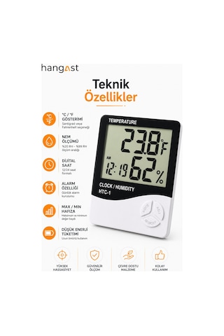 Dijital Oda Termometre Sıcaklık Ve Nem Ölçer Masa Saati Alarm Sıcaklık Nem Ölçer Dijital Masa Saati İç Ortam Isı Ve Nem Ölçüm Cihazı C/ F