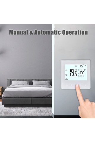 Hfambition Su Isıtma Wifi Akıllı Termostat - Tuya Uygulaması İle Kontrol, Mavi Arka Işık, Dokunmatik Panel, 3a Yük