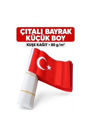 Çıtalı Bayrak Kağıt 20x12 Cm 50 Adet Ay Yıldızlı Türk Bayrağı Çıtalı Sopalı Küçük Bayrak Plastik Çubuklu Bayrak Diğer