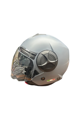 Sway Helmets 737 Camlı Güneş Gözlüklü Yarım Kask Mat Gri