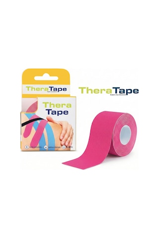 Thera Tape Kinesio Sporcu  Bandı Yüz & Vücut Uyumlu Kinezyo Bant Pembe 5 CM x 5 M