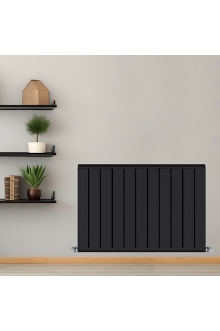 500x552mm Armoni Yatay Alüminyum Radyatör Silk Patern Black Pütürlü Siyah