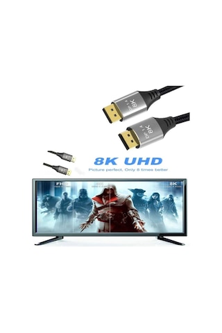 2 metre 8k display port kablo