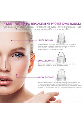 Hangfox Pink Elektrikli Siyah Nokta Ve Akne Kaldırıcı Seti - 3 Emme Seviyesi, 4 Değiştirilebilir Uç, 5 Parça Akne Aracı Pil Yok