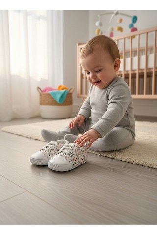 Balbeybi Bebek Klasik Müzik Notalı Ayakkabı Kaydırmaz Taban İlk Adım Ortapedik Yumuşak Taban Günlük Çok Renkli