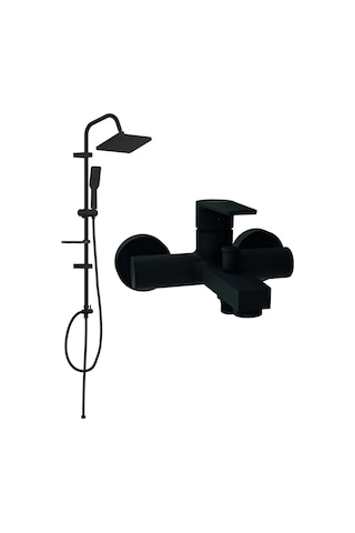 Creavit SR2510S Sharp Banyo Batarya + SH630SM Mat Siyah Tepe Duş Seti Mat Siyah