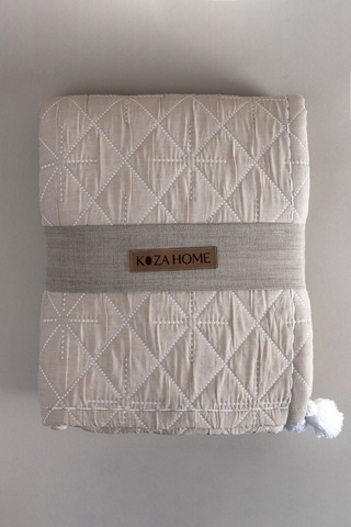 Koza Home Stella Bej Çift Kişilik Baklava Desenli Yatak Örtüsü 230x250 2 Ya Bej