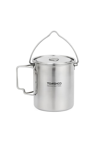 Gajeena Stainless Steel 750ml Kamp Tenceresı, Korozyona Dayanıklı, Katlanabilir Kollü, Ölçü Marklı, Mesh Çantalı - Kamp, Doğa Yürüyüşü, Piknik İçin Çok Renkli