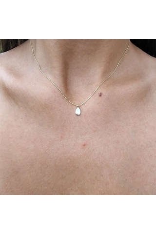 Su Damlası Sade Taşsız Tasarım Modern Tarz 14 Ayar Altın Kolye-gündelik Spor Tarz Altın Kolye