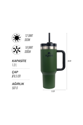 Igloo Stadler Thermo-mug 1.2 Lt Haki-siyah Pipetli Termos Çok Renkli