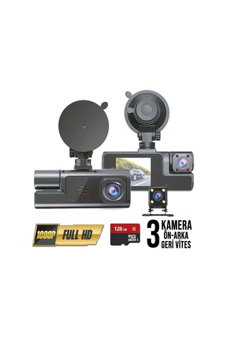 Wolfstar Mr-15 3 Kameralı Led Ekranlı Gece Görüşlü G-sensör Araç İçi Ve Arka Kamera