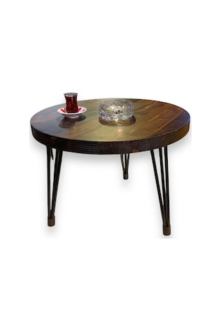 Köknar Orta Sehpa 50 Çap Ahşap - Siyah