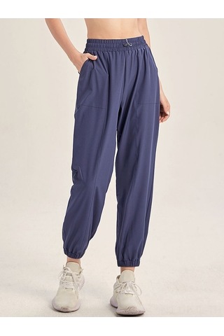 Fastbuy Kadın Spor Taytı - Esnek Yüksek Bel, Yan Cepli Rahat Yoga Pantolonu Mavi Mavi