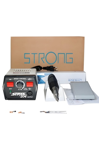 Strong 204 Profesyonel Mikro Motor El Aleti Ahşap, Taş, Metal Oyma Zımpara, Parlatma Ve Delme Uyumlu