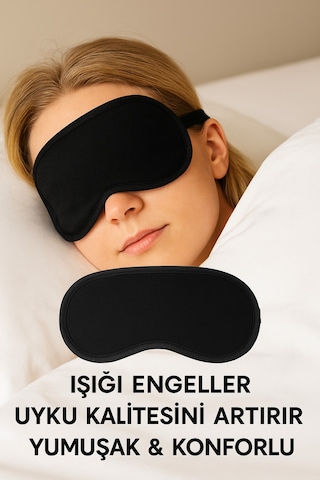 Eleven Markets 1 Adet Işığı Geçirmez Yumuşak Rahat Uyku Bandı Uyku Gözlüğü Araba Ev Ofis Spa Meditasyon Göz Bandı Siyah