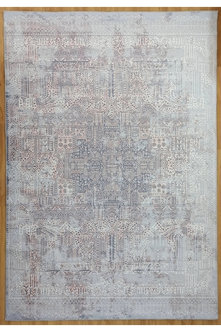 Eskitme Dokulu Gri Ve Pudra Soyut Modern Halı - 12633ou Gri - Pudra