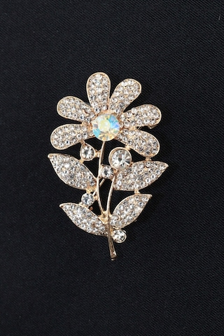 Seviyor Sevmiyor Papatya Broş Gold Renkli Çiçekli Kristal Taşlı Kadın Yaka İğnesi Çiçek Broş Çok renkli