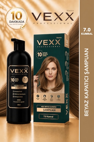 Vexx Professional Beyaz Kapatıcı Pratik Boya Şampuan Kumral 7.0 Blonde Amonyaksız Formül 300 Ml.