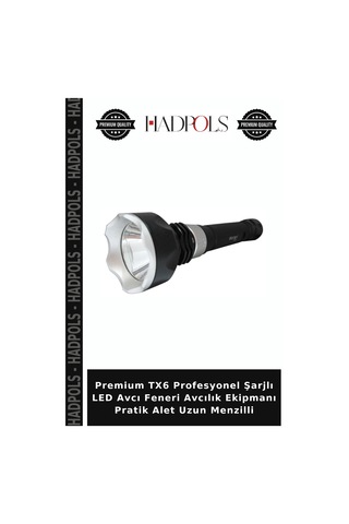 Premium Tx6 Profesyonel Şarjlı Led Avcı Feneri Avcılık Ekipmanı Pratik Alet Uzun Menzilli