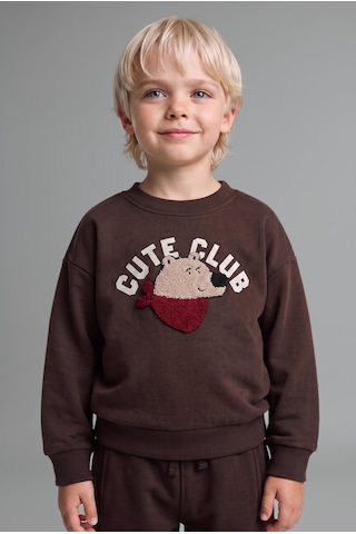 Defacto %100 Pamuk Oversize Ayıcık Aplikeli Sweatshirt Erkek Bebek I3805a526wnbn267 Kahve-bn267