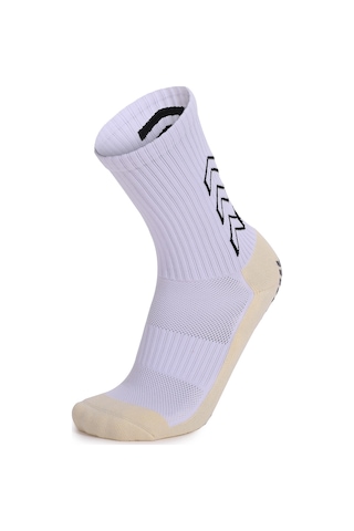 Moveevo Spor Çorapları, Bantlı Yastık Tabanlı, Kaymazlı Diz Altı, Nikel-koton, Geniş Lastik Yaka, Nüfuscu, 1 Çift Beyaz