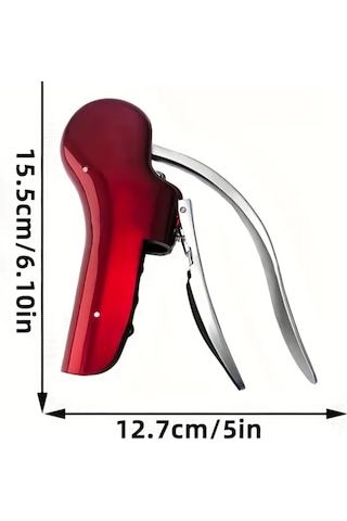 Atay Garagetirbuşon Profesyonel Dökme Demir Şarap Ve Şampanya Mantar Açacağı Güvenli Tutuşlu Gri - Kırmızı