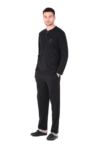 D's Damat 221001 Uzun Kol Pijama Takımı Siyah
