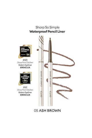 Suya Dayanıklı, İnce Uçlu Göz Kalemi Clıo Sharp So Simple Waterproof Pencil Liner 005 Ash Brown 05