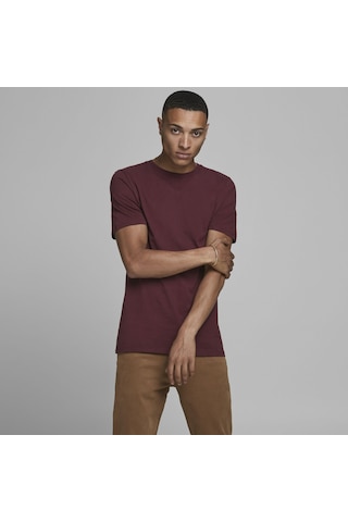 Jack & Jones Bisiklet Yaka Basic Tisört-Organic 12156101 Port Royale Bordo