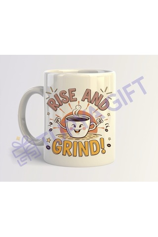 "rise And Grind" Kahve Kupası Beyaz