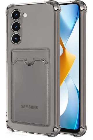 Samsung Galaxy S20 FE Uyumlu Kılıf Darbe Emici Kartlıklı Cüzdanlı Silikon Kapak - Füme
